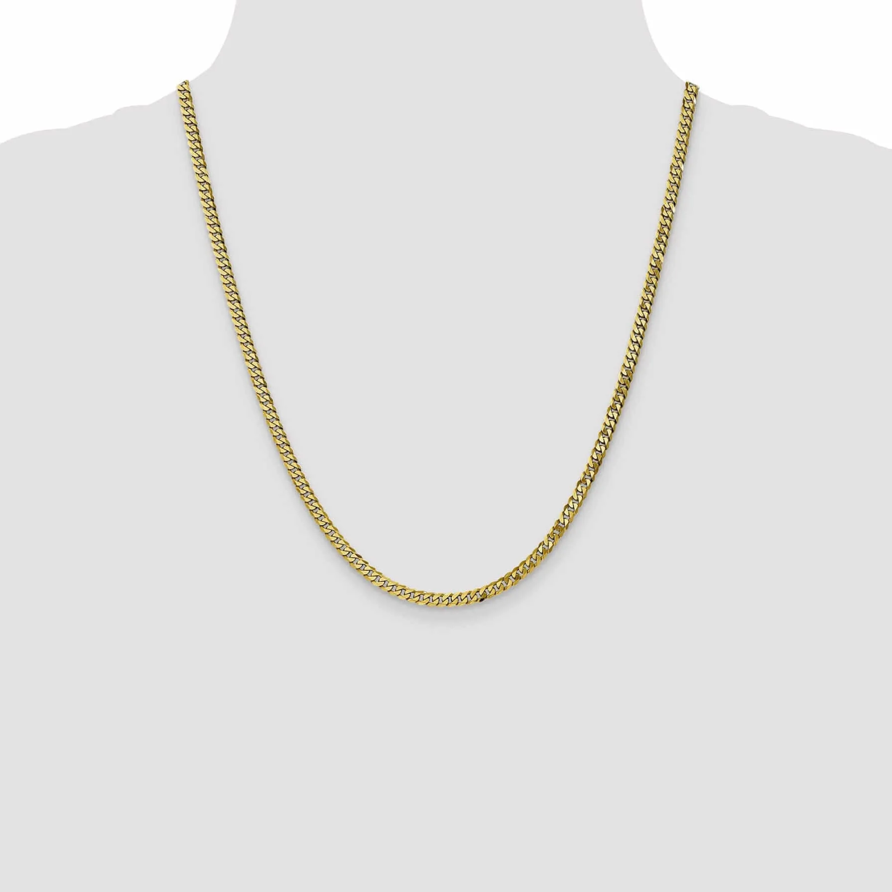 10k Yellow Gold 3.9mm Flat Beveled Curb Chain