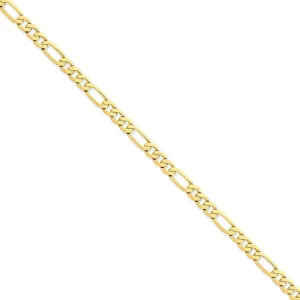 14k Yellow Gold 6.25-mm Flat Solid Figaro Chain