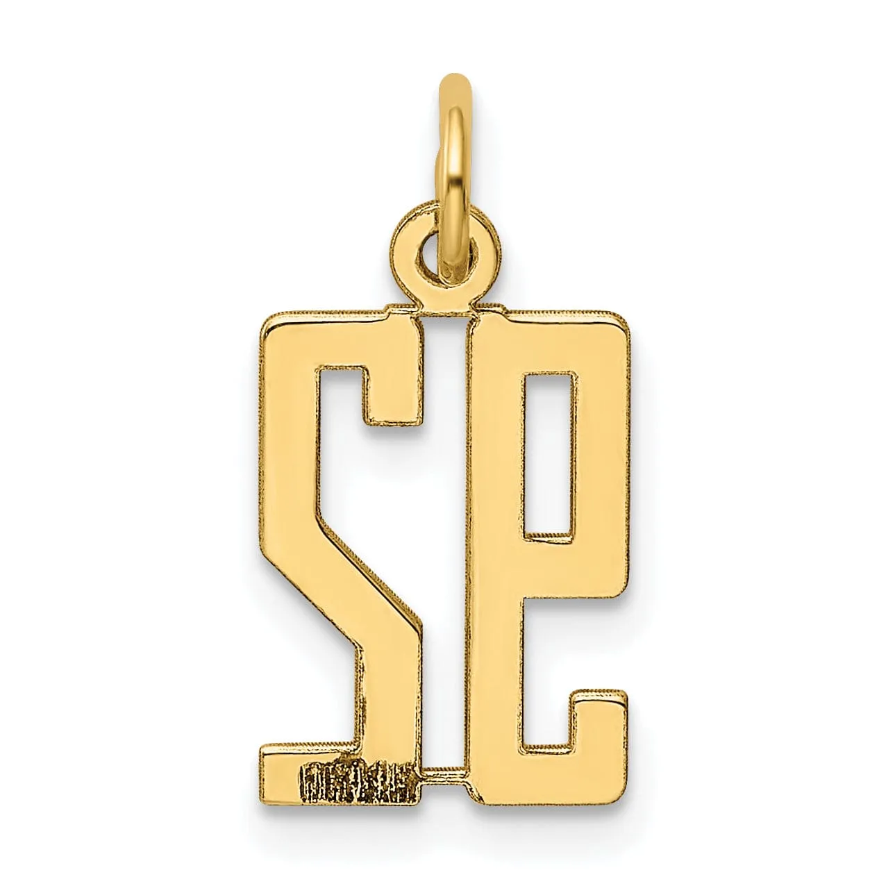 14K Yellow Gold Polished Finish Small Size Elongated Shape Number 92 Charm Pendant