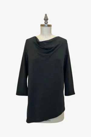 3/4 Sleeve Trapezoid Tunic | Charcoal French Terry