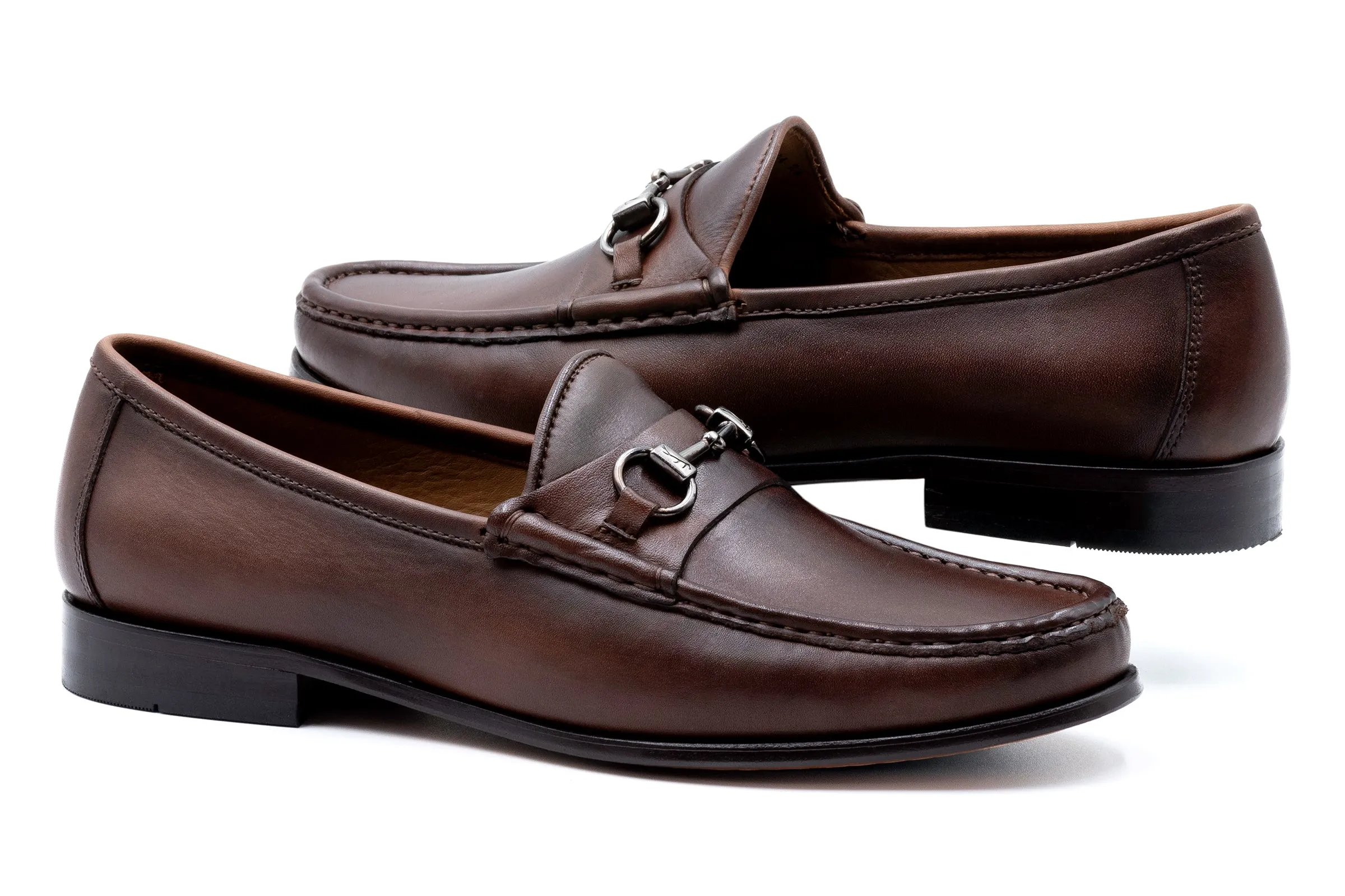 Addison Calf Leather Horse Bit Loafers - Chocolate