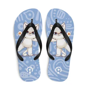 Adorable Cat-Themed Blue Flip-Flops