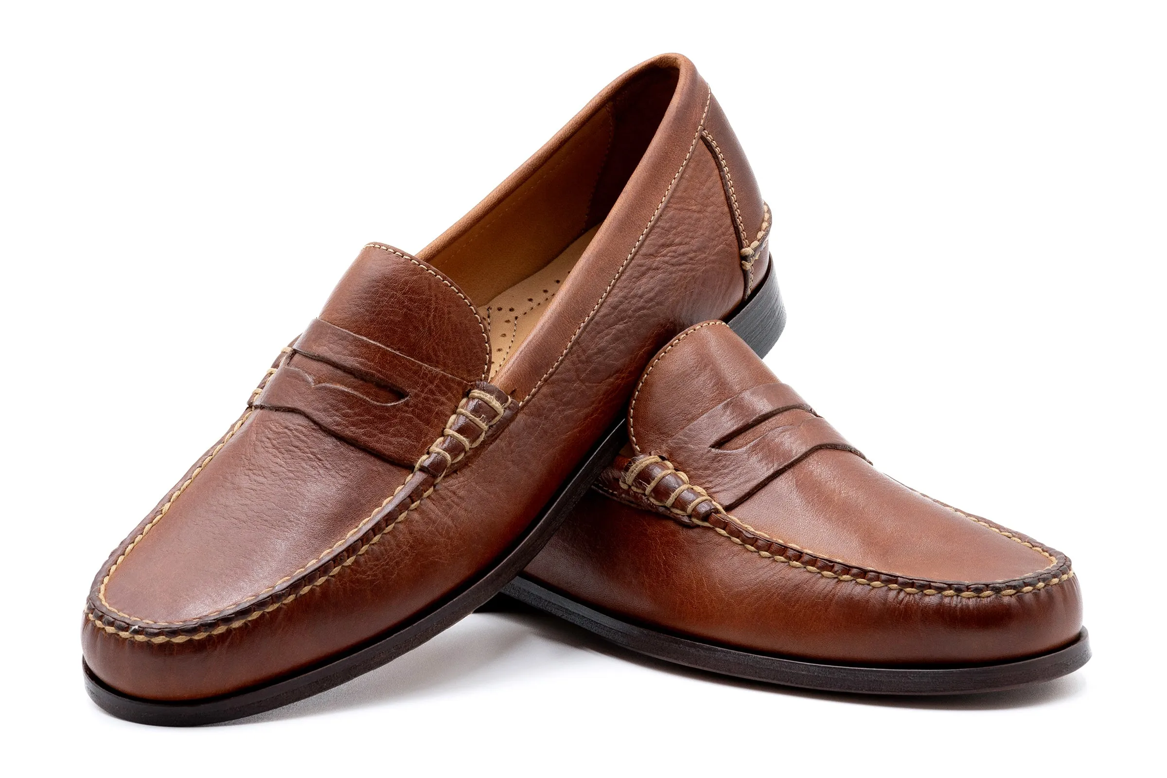 All American Saddle Leather Penny Loafers - Chestnut