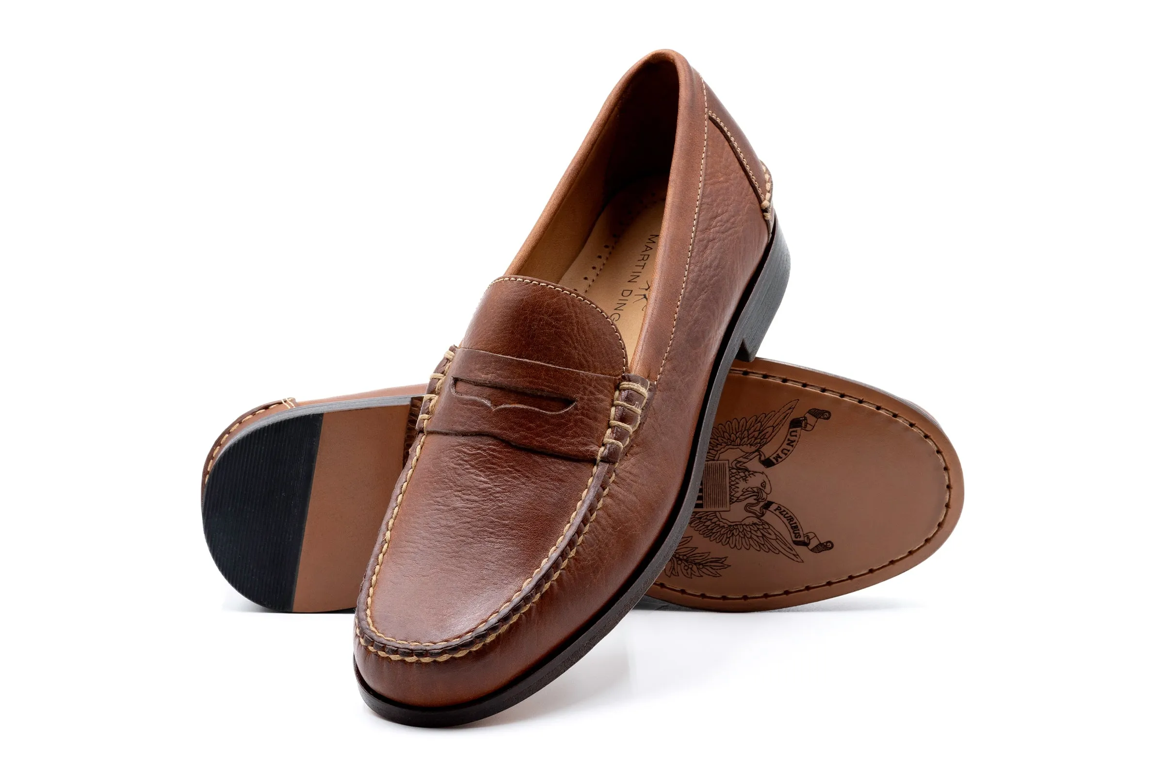 All American Saddle Leather Penny Loafers - Chestnut