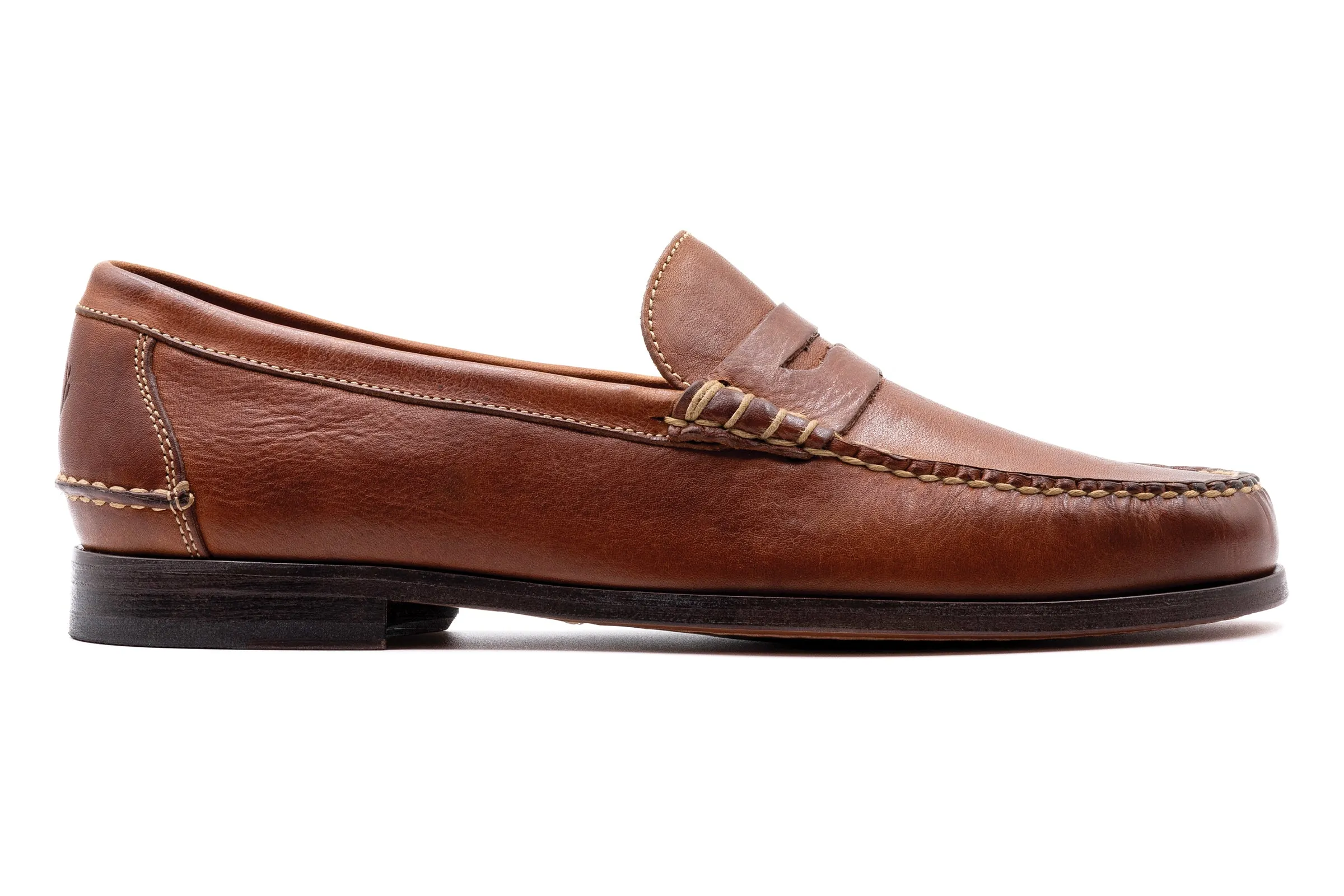 All American Saddle Leather Penny Loafers - Chestnut