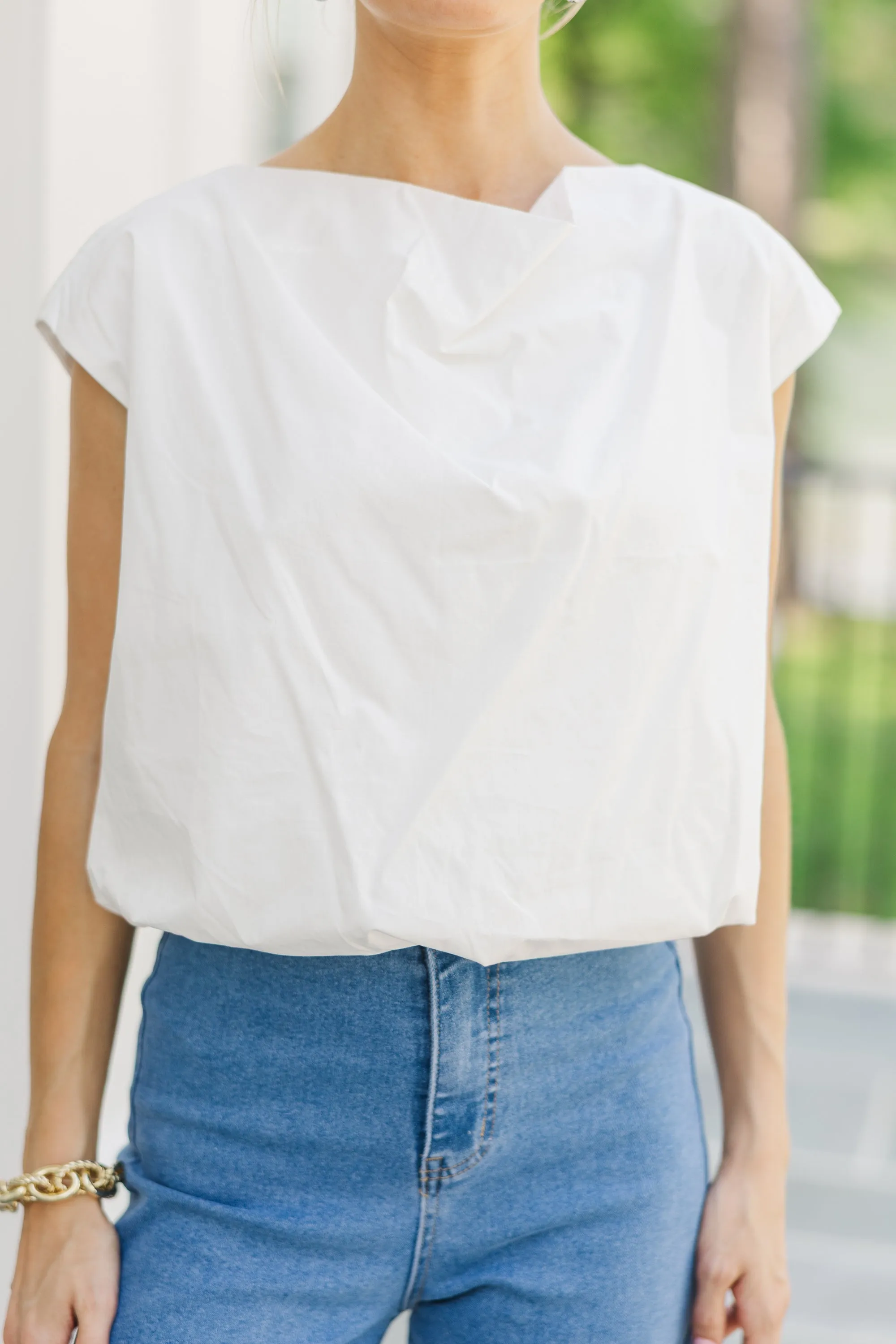 All Day Long Off White Cowl Tank
