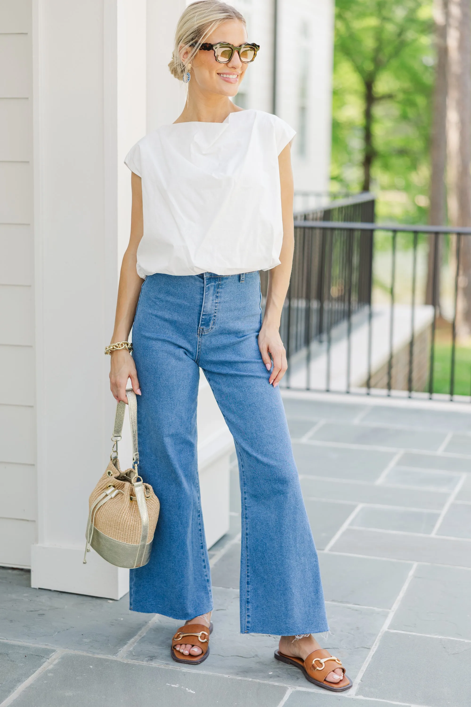 All Day Long Off White Cowl Tank