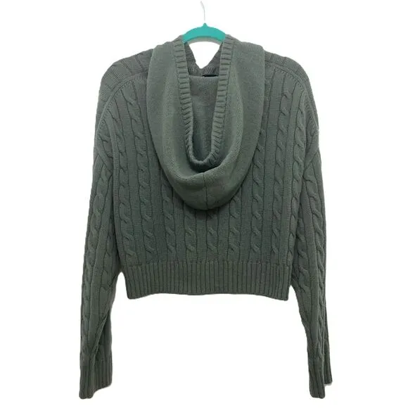 Aritzia Sunday Best Octavia Zip Hoodie Merino Wool Cable-Knit Sweater Cardigan M