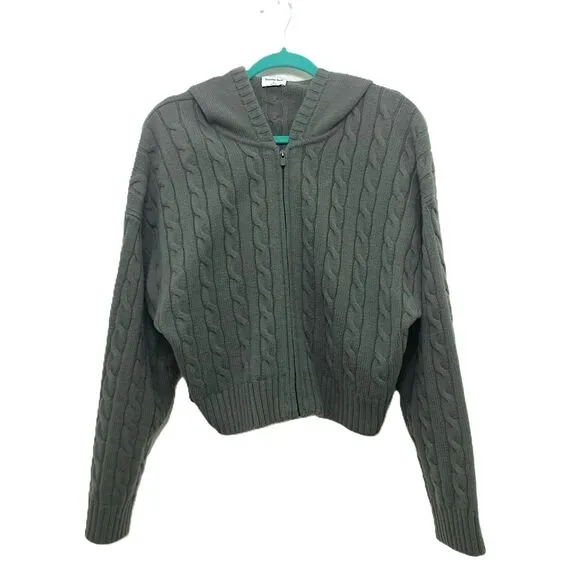 Aritzia Sunday Best Octavia Zip Hoodie Merino Wool Cable-Knit Sweater Cardigan M