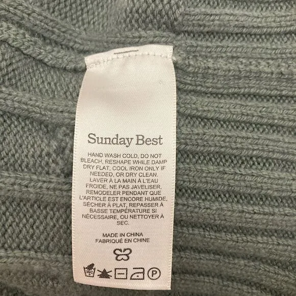 Aritzia Sunday Best Octavia Zip Hoodie Merino Wool Cable-Knit Sweater Cardigan M
