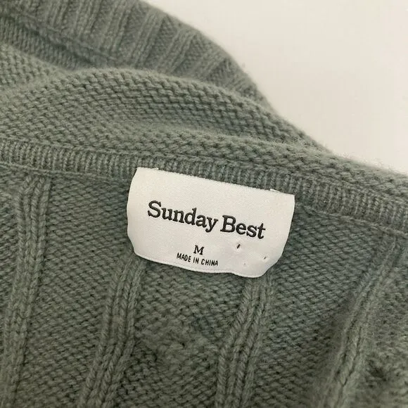 Aritzia Sunday Best Octavia Zip Hoodie Merino Wool Cable-Knit Sweater Cardigan M