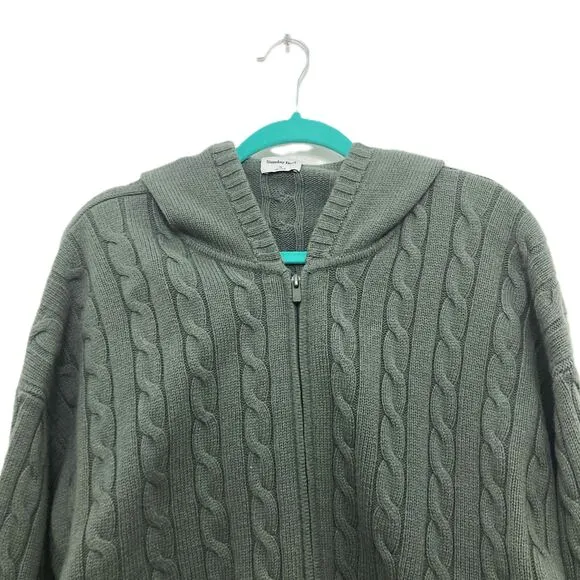 Aritzia Sunday Best Octavia Zip Hoodie Merino Wool Cable-Knit Sweater Cardigan M