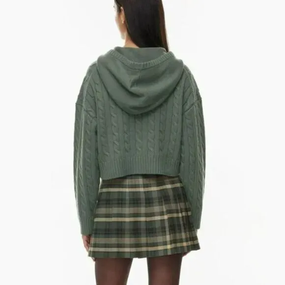 Aritzia Sunday Best Octavia Zip Hoodie Merino Wool Cable-Knit Sweater Cardigan M