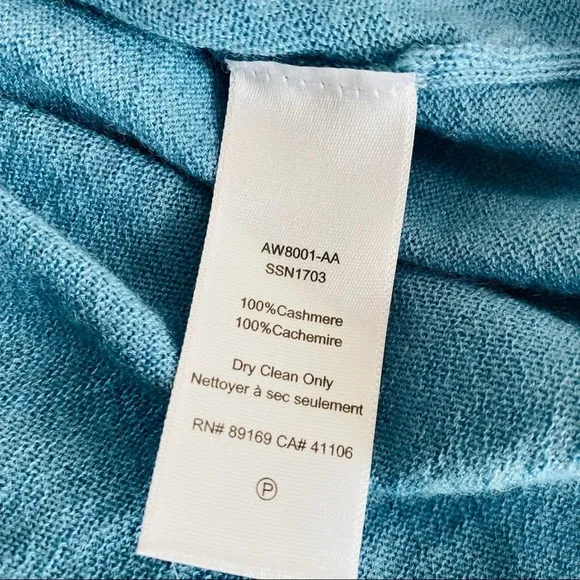 ATM 100% Cashmere V-Neck Raw Edge Sweater in French Blue