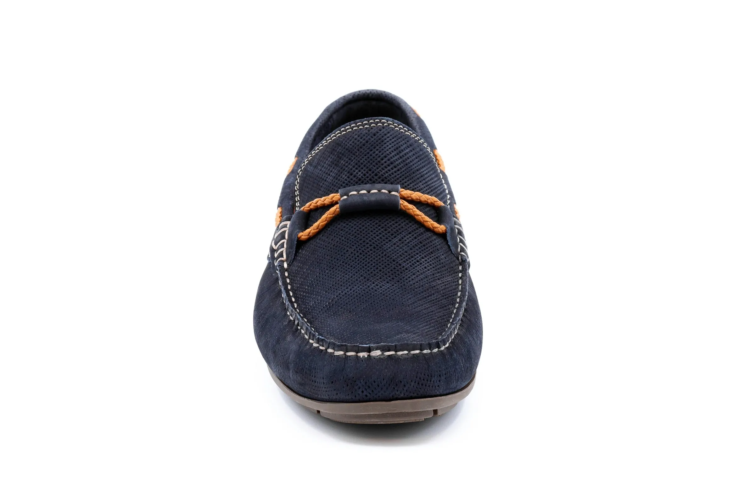 Bermuda Nubuck Braided Bit Loafers - Navy
