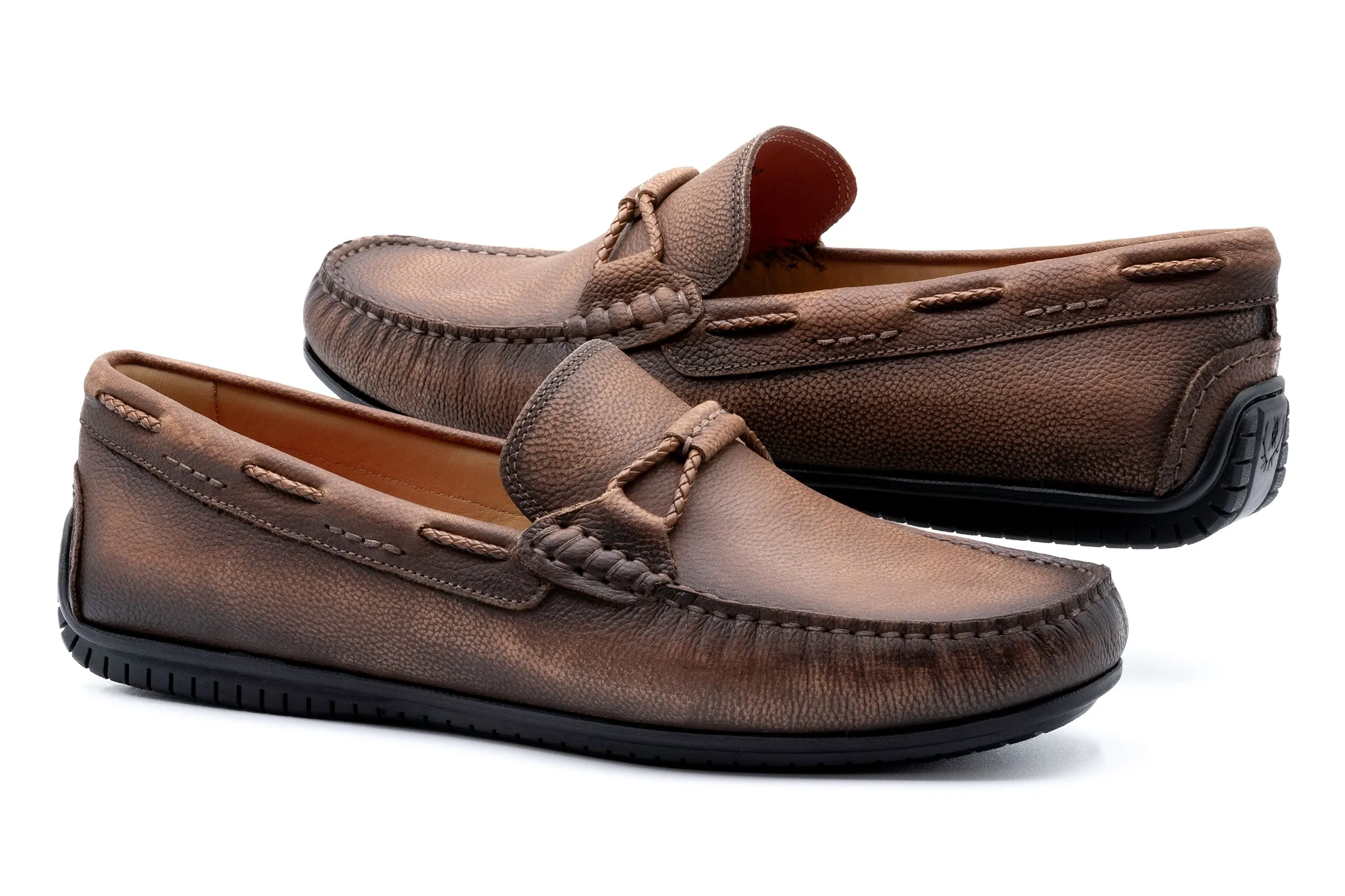 Bermuda Pebble Grain Braided Bit Loafers - Old Saddle