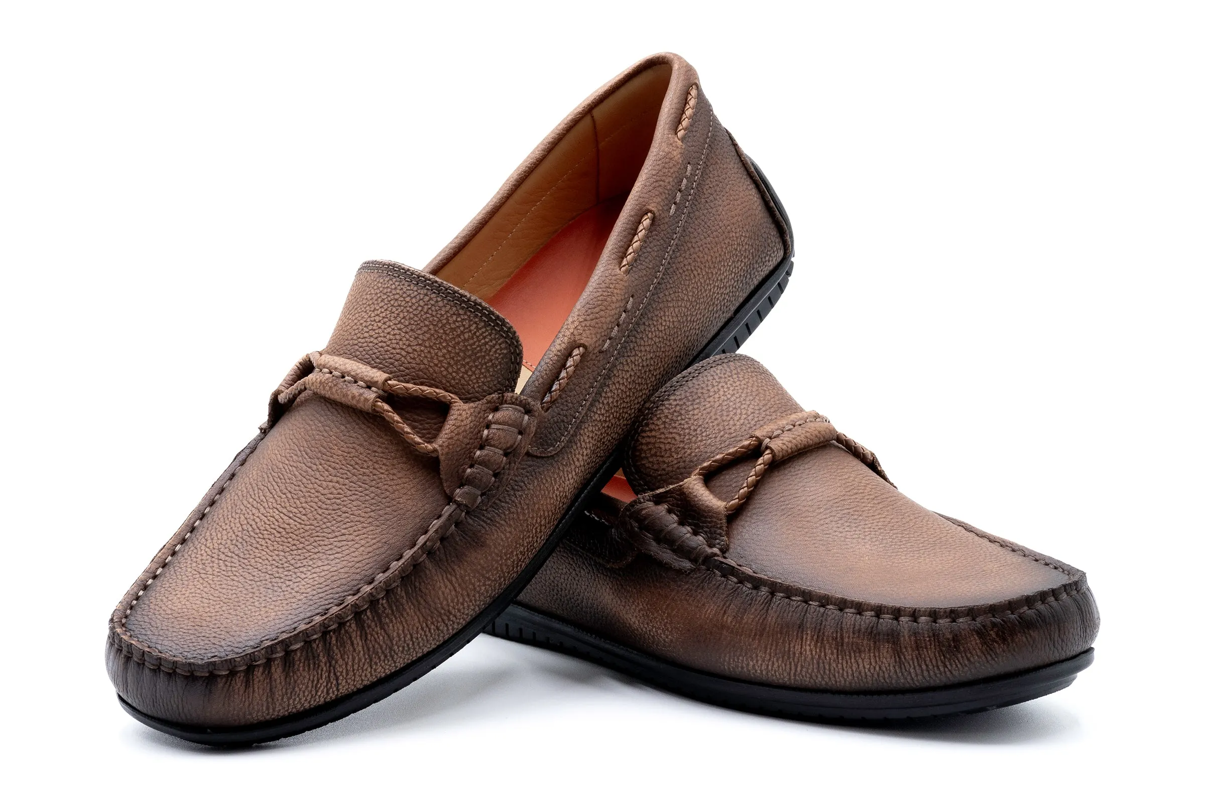 Bermuda Pebble Grain Braided Bit Loafers - Old Saddle