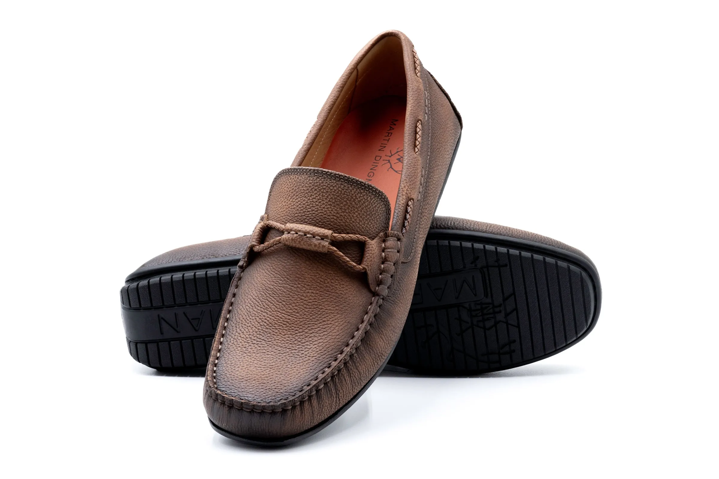 Bermuda Pebble Grain Braided Bit Loafers - Old Saddle