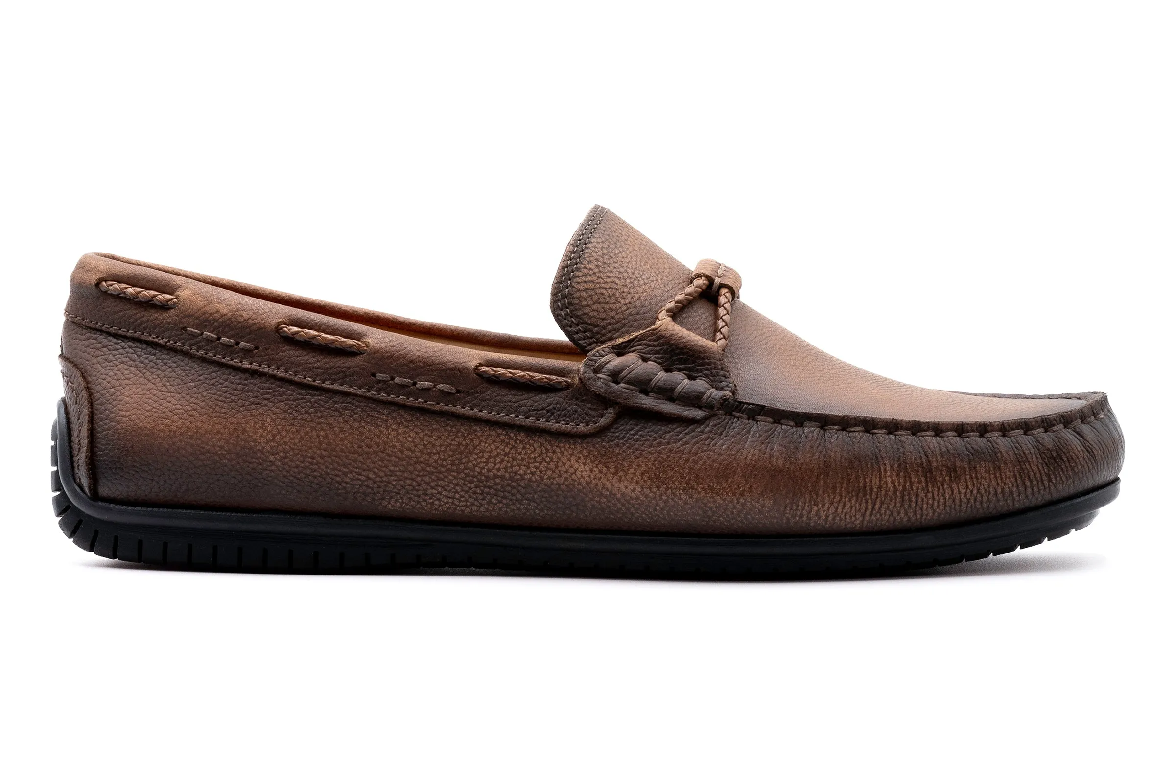 Bermuda Pebble Grain Braided Bit Loafers - Old Saddle