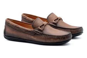 Bermuda Pebble Grain Braided Bit Loafers - Old Saddle