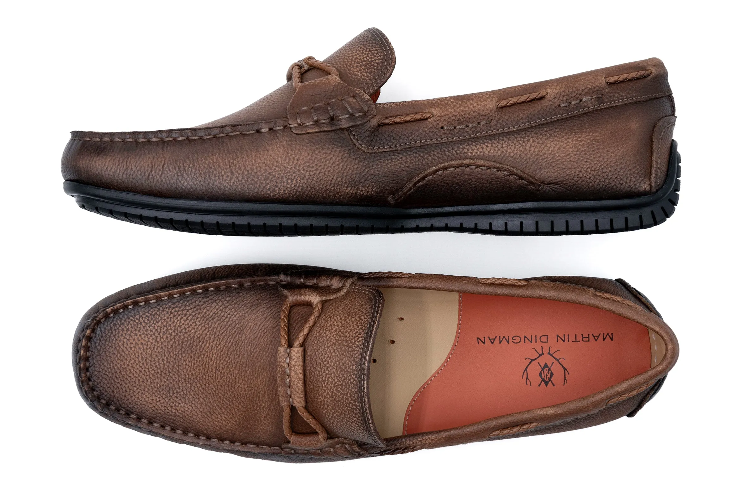 Bermuda Pebble Grain Braided Bit Loafers - Old Saddle