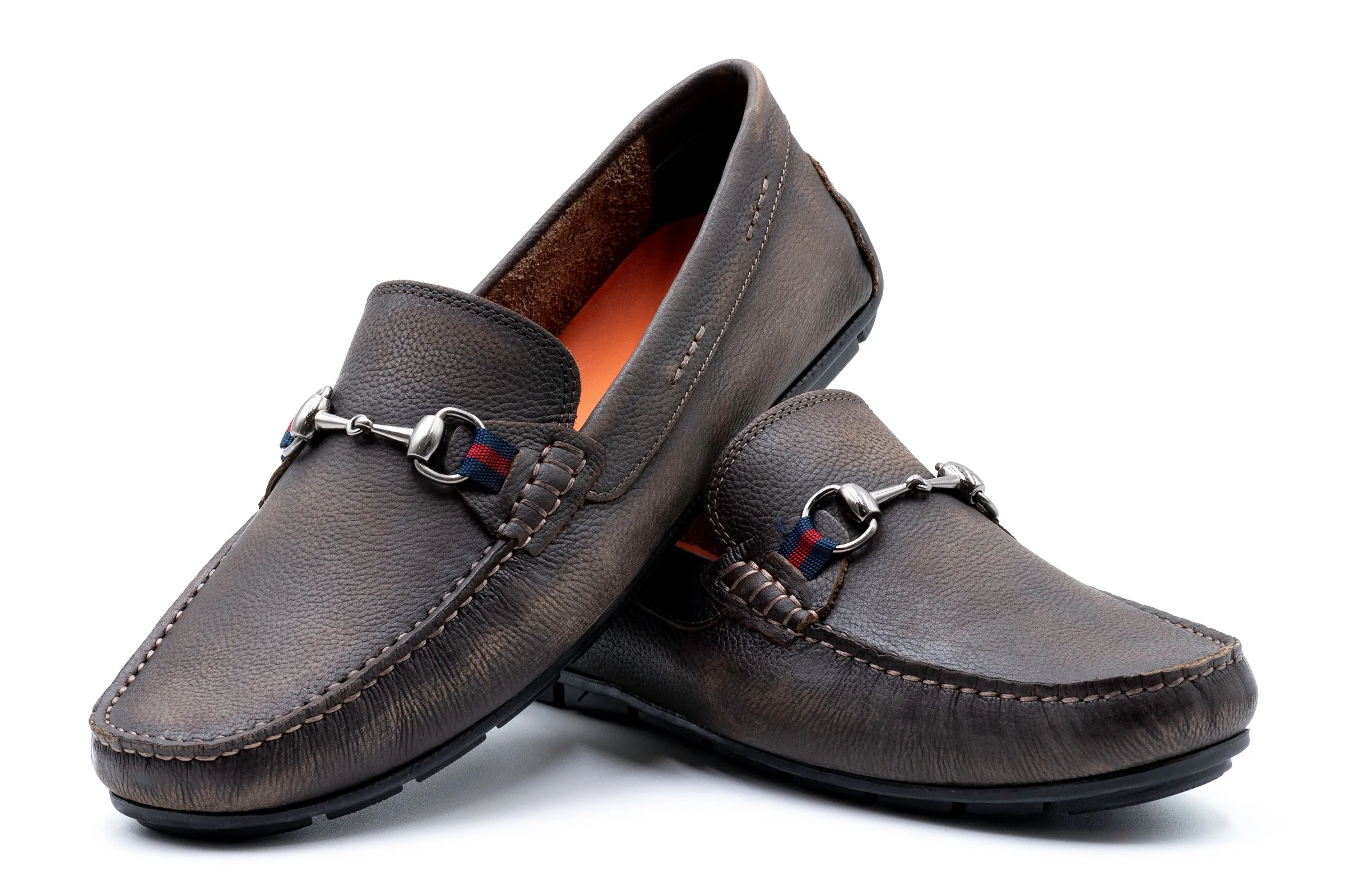 Bermuda Pebble Grain Horse Bit Loafers - Old Clay