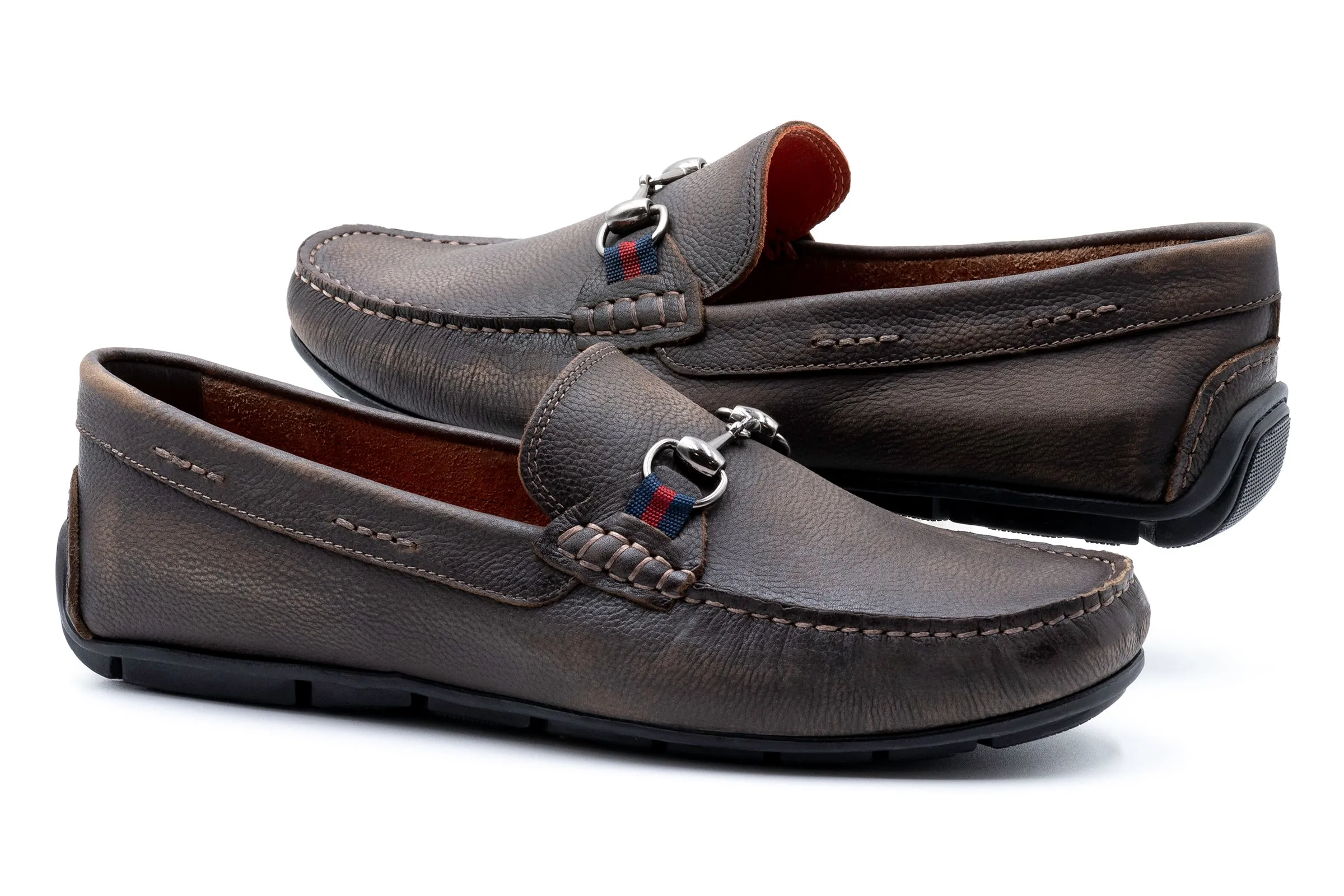 Bermuda Pebble Grain Horse Bit Loafers - Old Clay