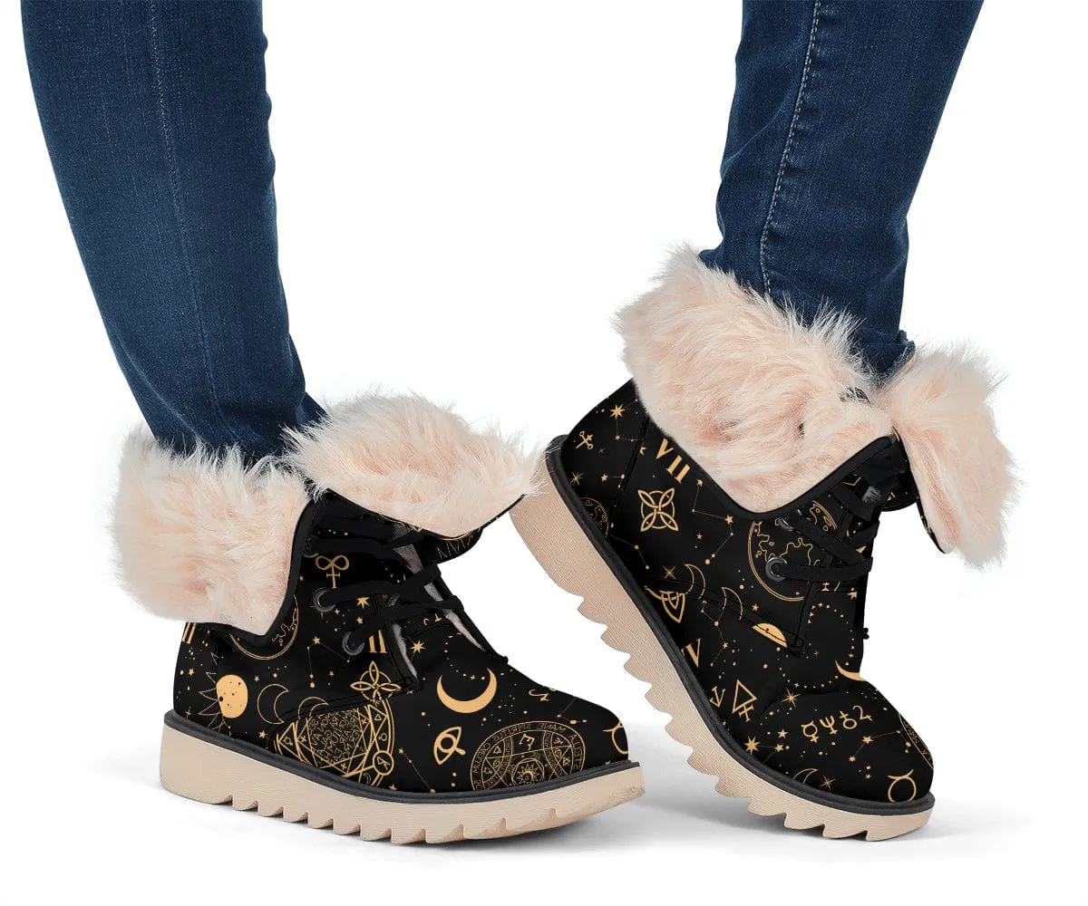 Black And Sand Celestial Suede Snow Boots