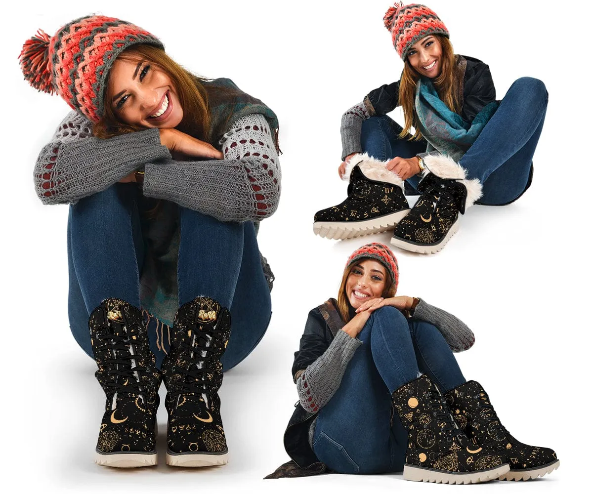 Black And Sand Celestial Suede Snow Boots