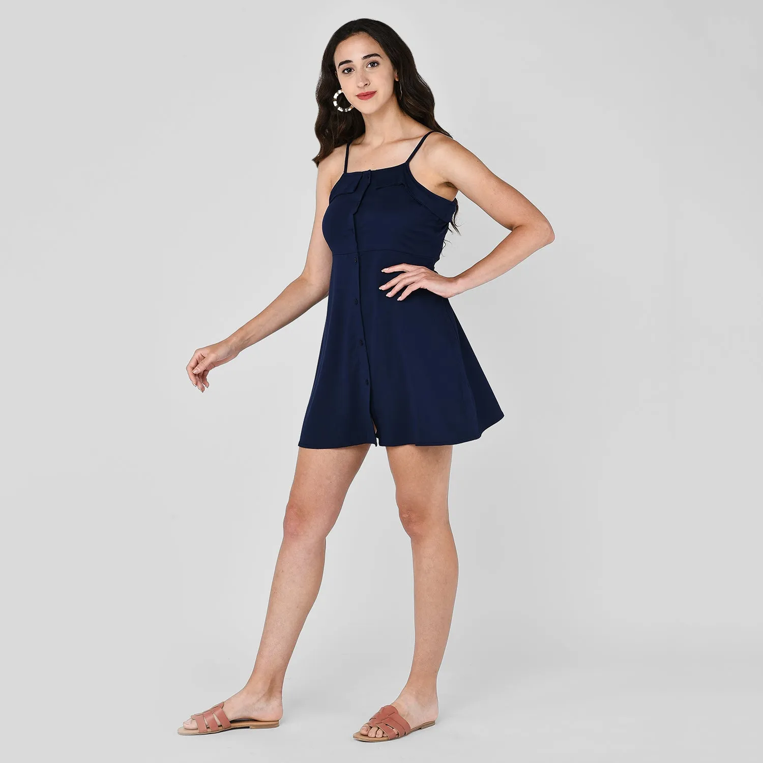 Blue Strappy Skater Dress