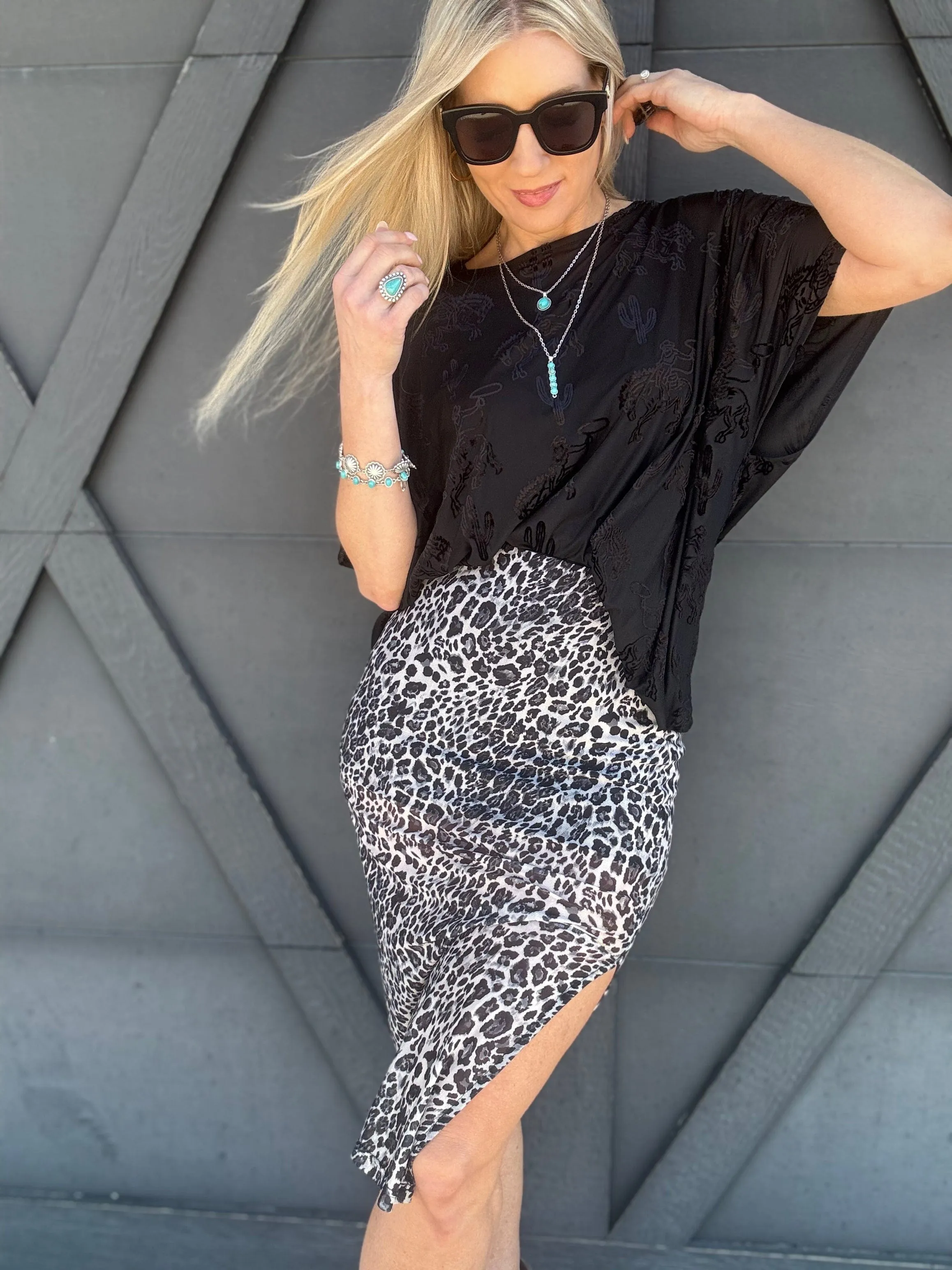 Burn Out Buckaroo Mesh Top In Black