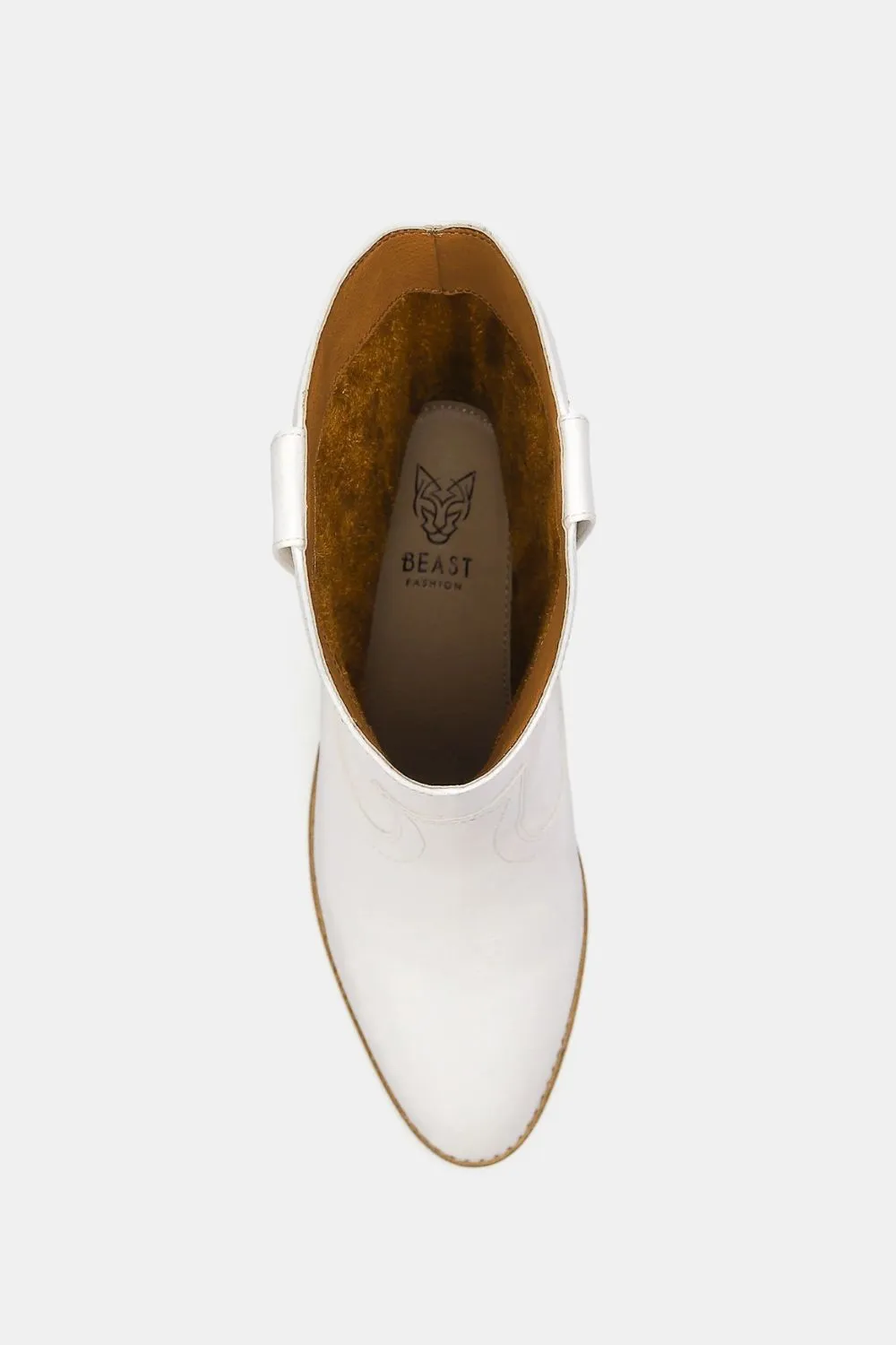 Butterfly Cut Detail Point Toe Boots in White