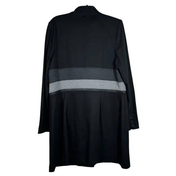 CAbi #3176 Black Convertible Jacket Ponte Knit Long Line Black Gray Career XL