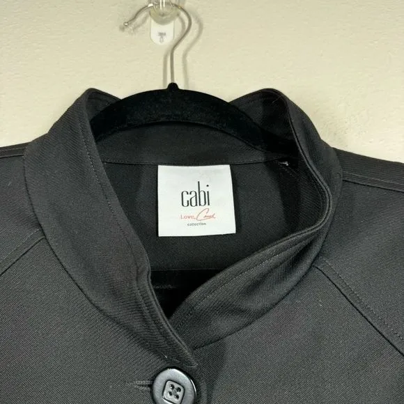 CAbi #3176 Black Convertible Jacket Ponte Knit Long Line Black Gray Career XL