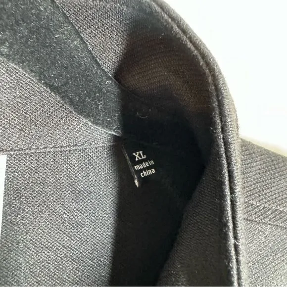 CAbi #3176 Black Convertible Jacket Ponte Knit Long Line Black Gray Career XL