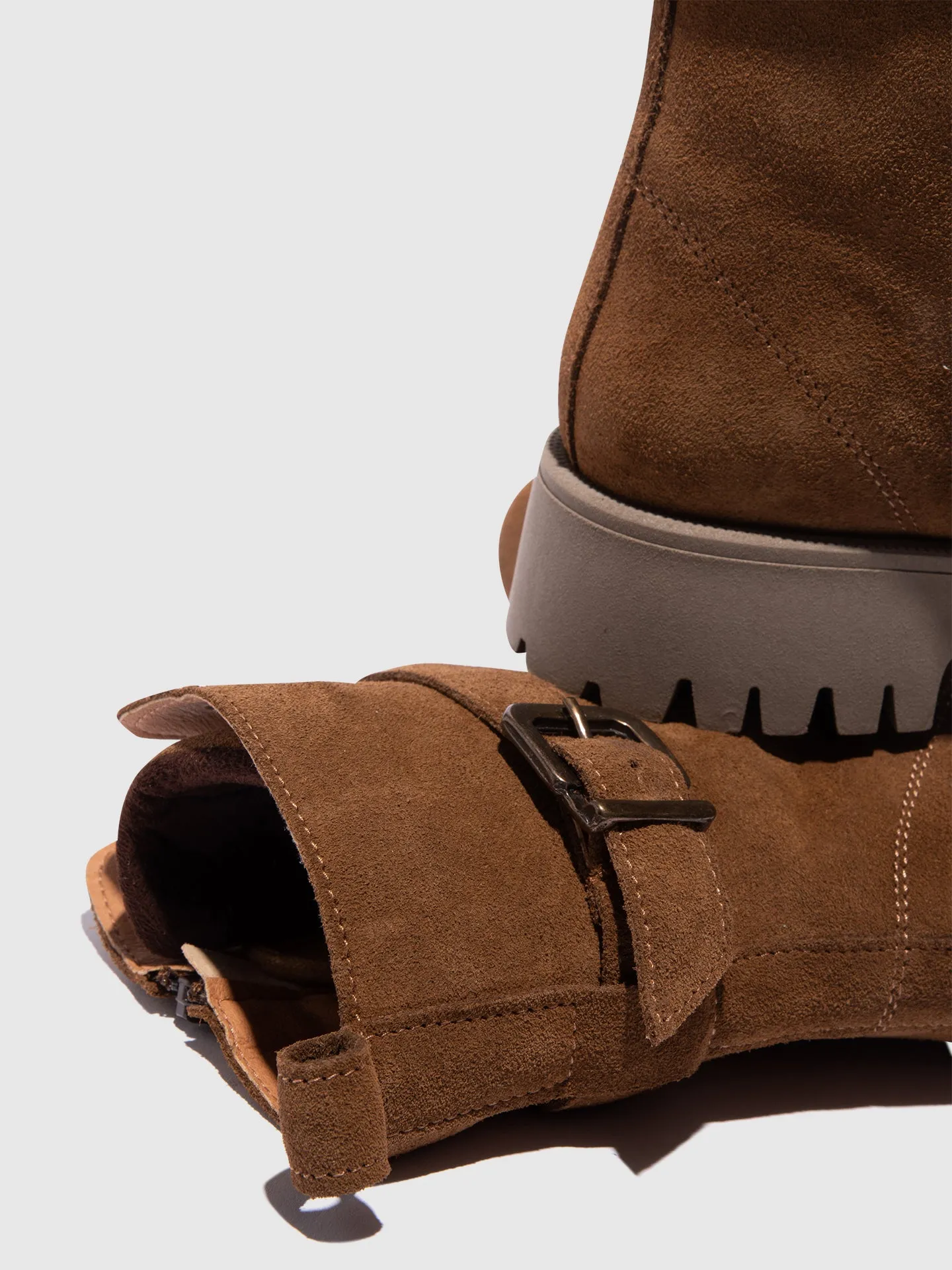 Camel Lace-up Ankle Boots