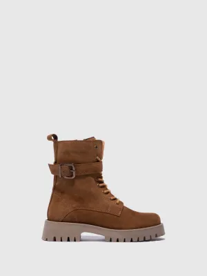 Camel Lace-up Ankle Boots