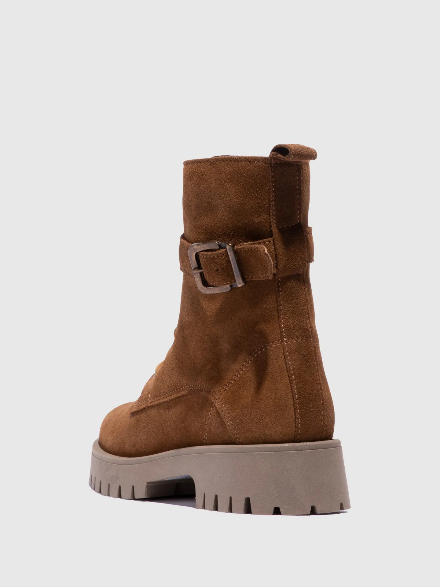 Camel Lace-up Ankle Boots