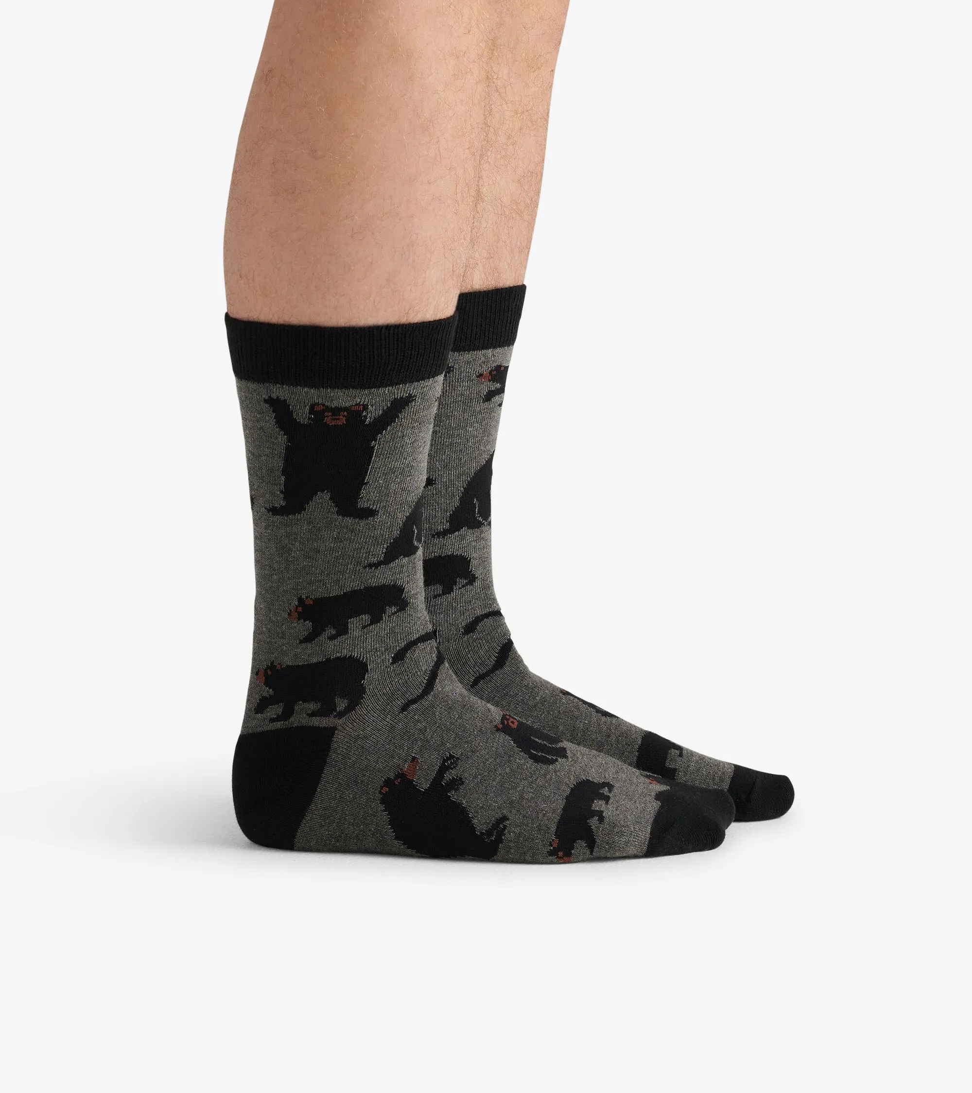 Charcoal Bears Men's Crew Socks