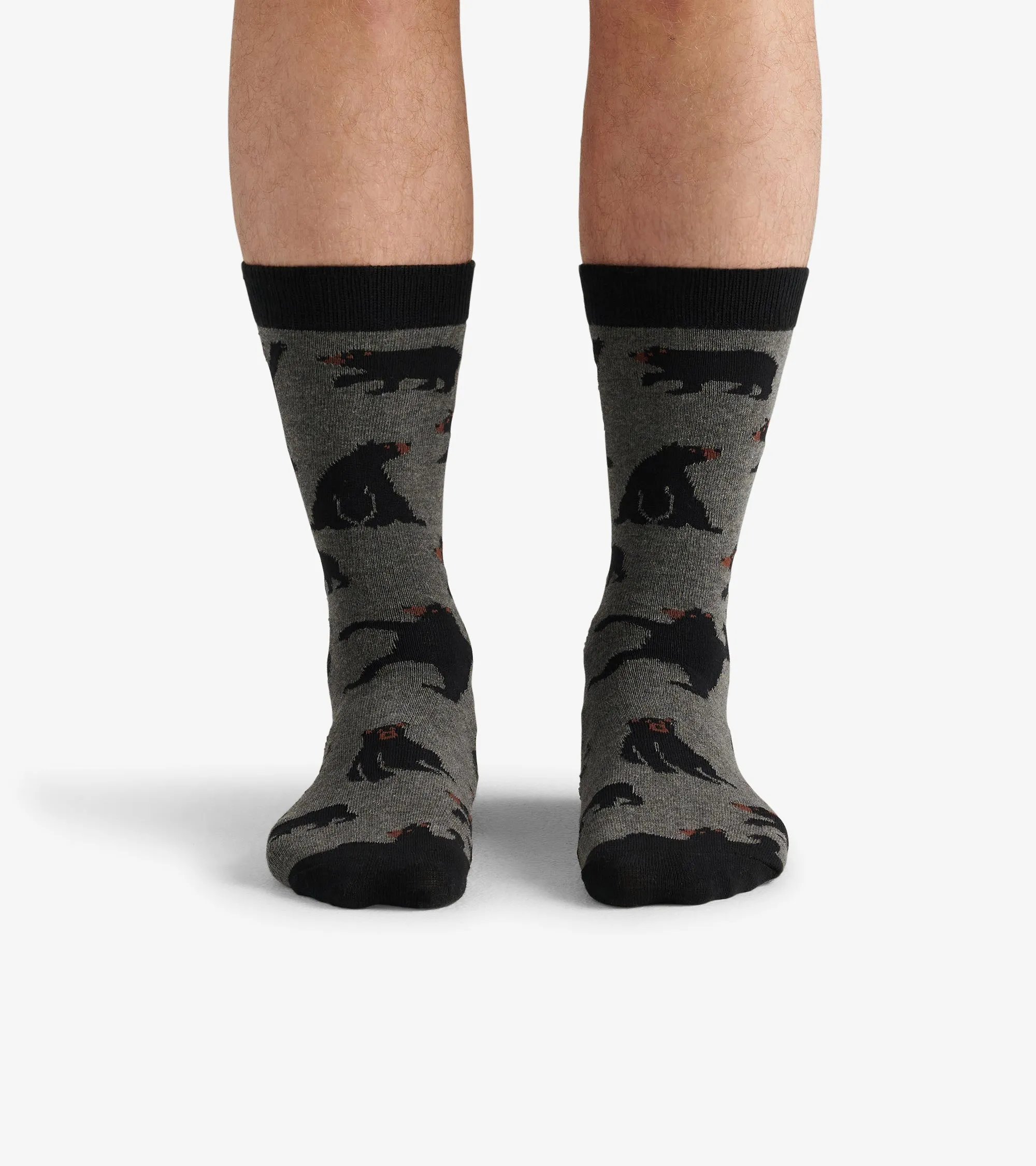 Charcoal Bears Men's Crew Socks