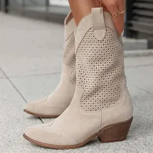 Chunky Heel Mid Boots Side Zip Size 34- 43 Short