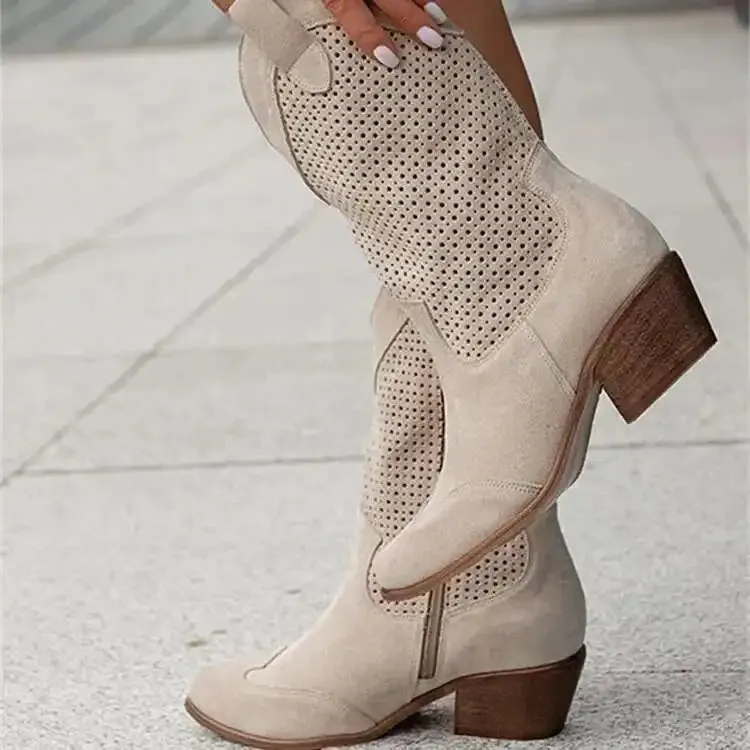 Chunky Heel Mid Boots Side Zip Size 34- 43 Short