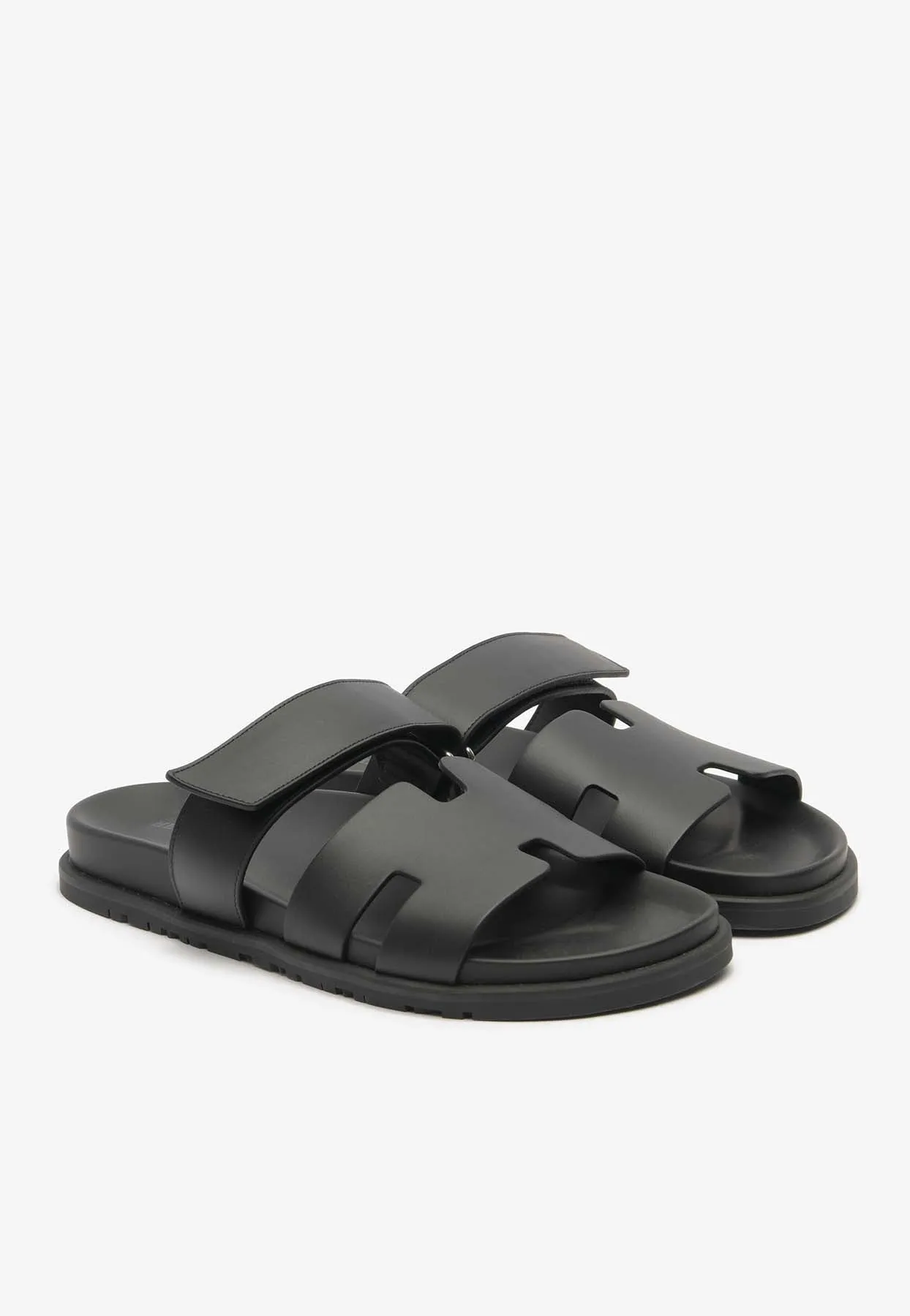 Chypre Sandals in Black Calfskin