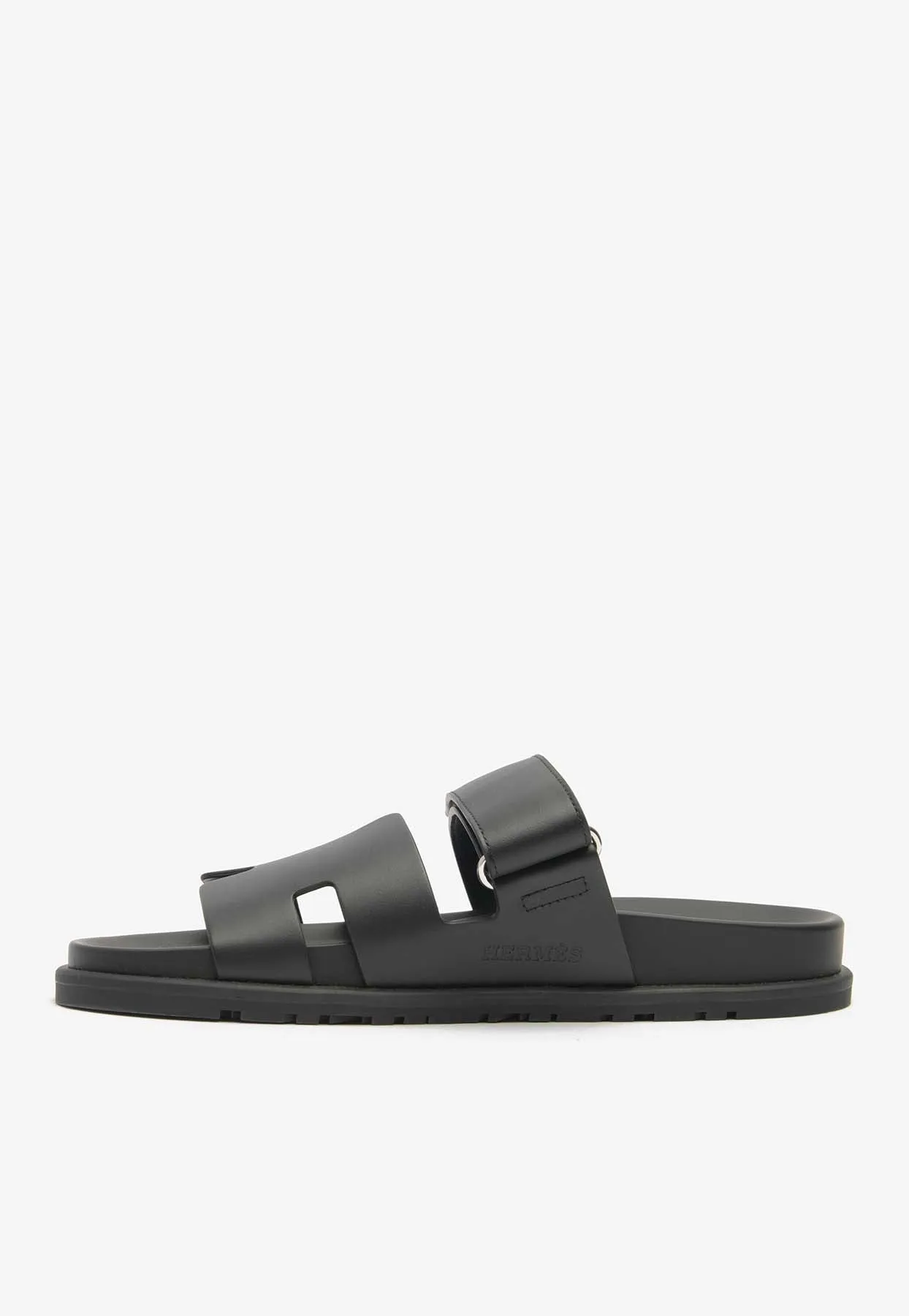 Chypre Sandals in Black Calfskin