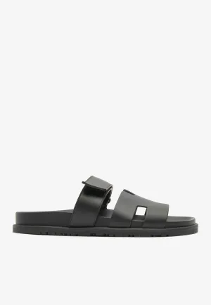 Chypre Sandals in Black Calfskin