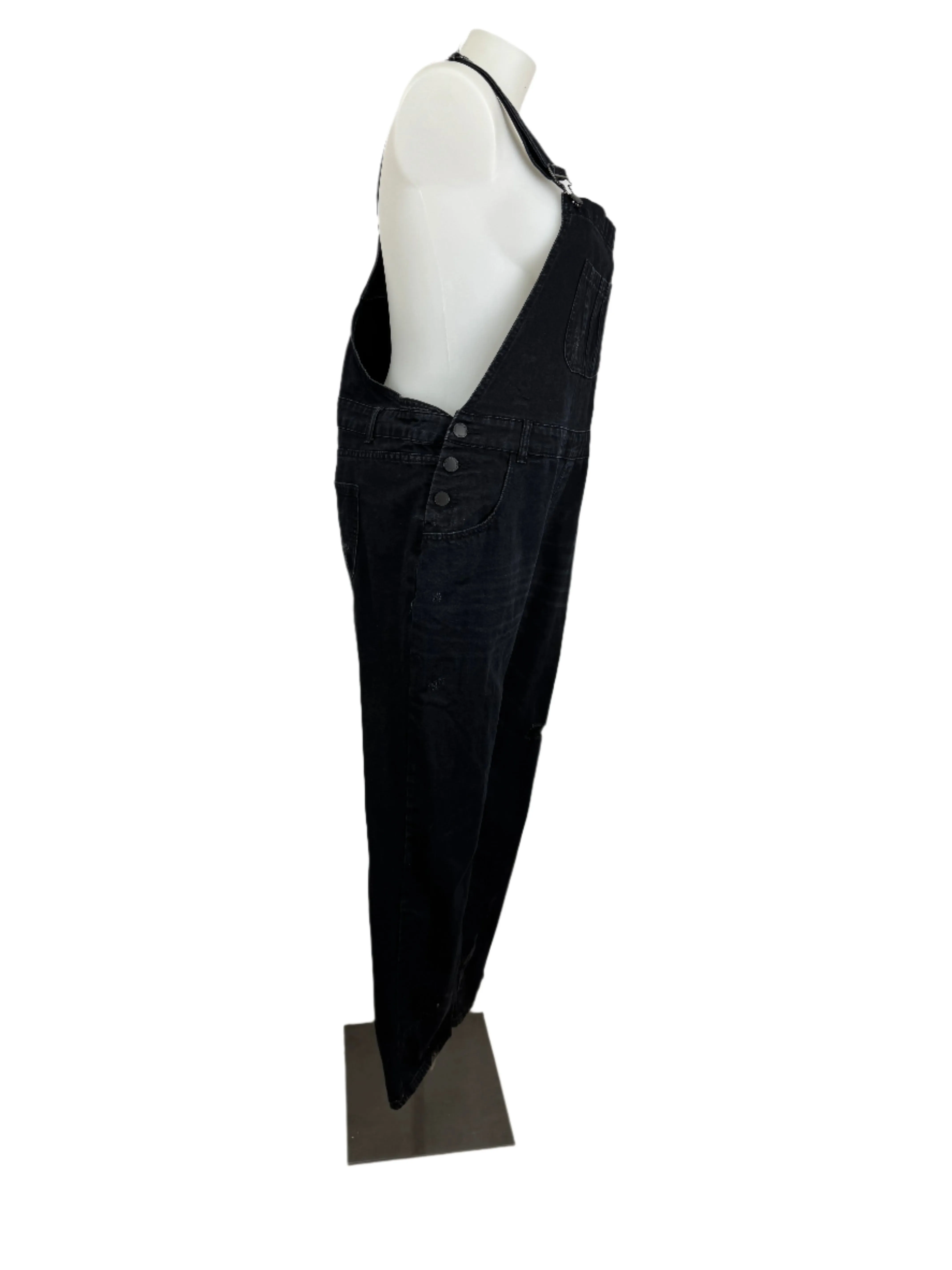 City Chic Distressed Cotton Denim Overalls Size 18