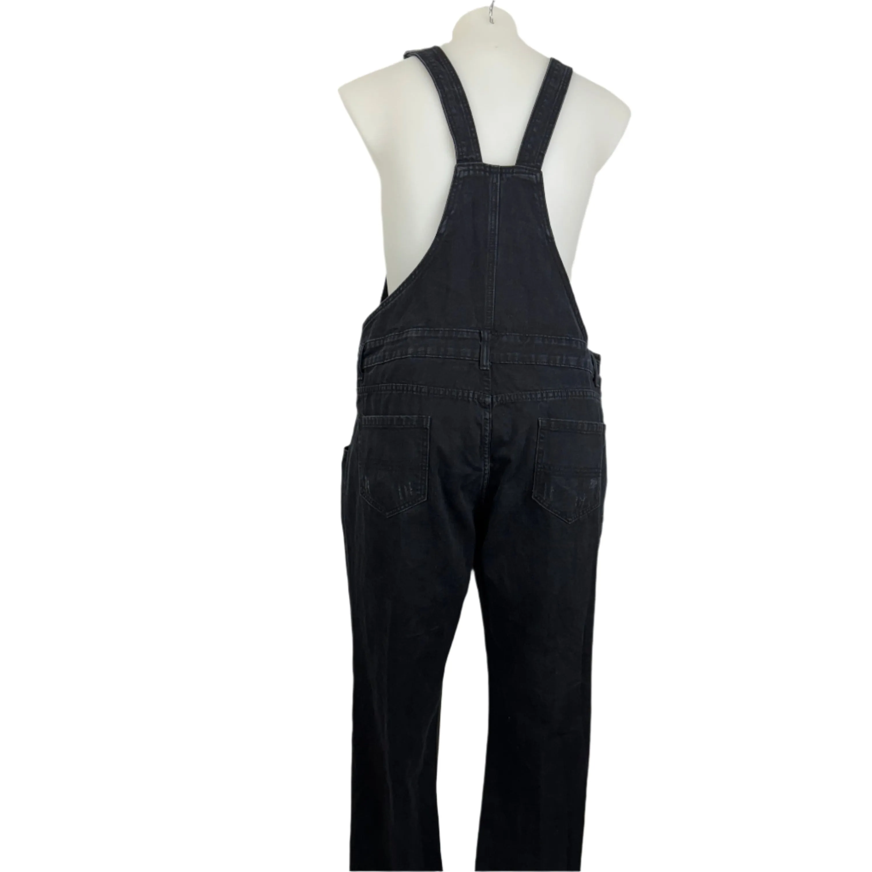 City Chic Distressed Cotton Denim Overalls Size 18