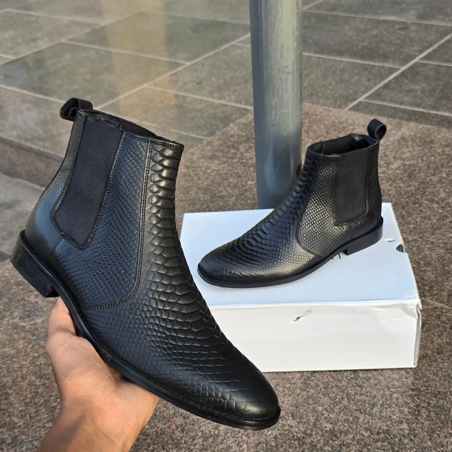 Classic Croco Italian Chelsea High Ankle Boot For Men's-Unique and Classy