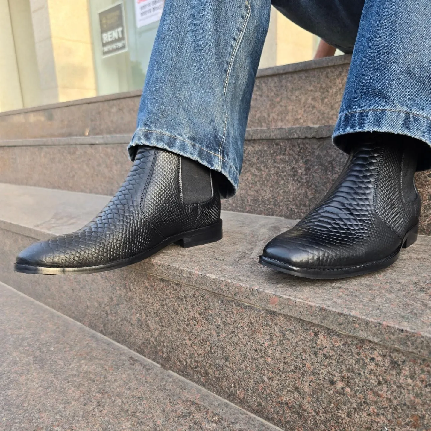 Classic Croco Italian Chelsea High Ankle Boot For Men's-Unique and Classy