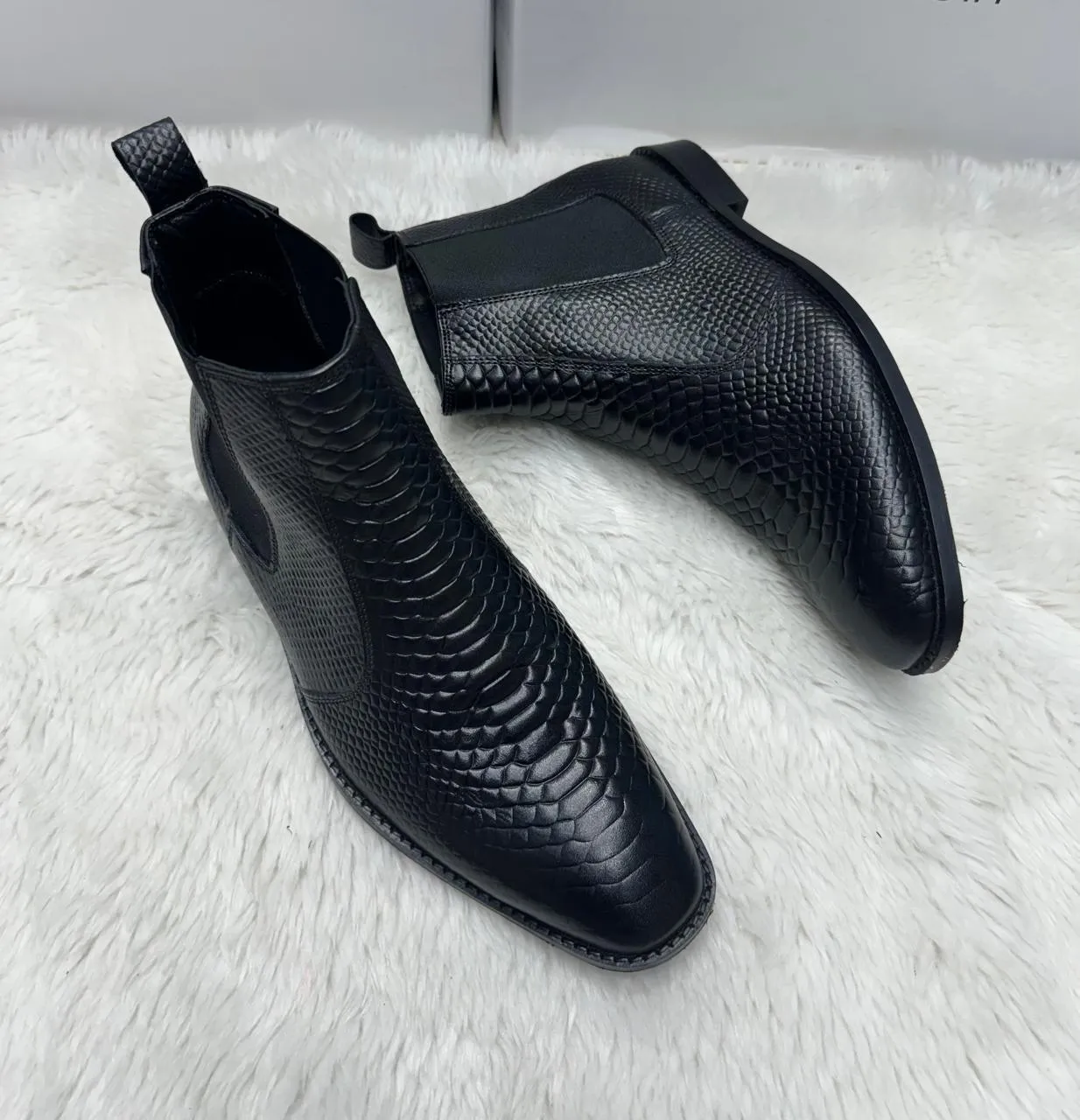 Classic Croco Italian Chelsea High Ankle Boot For Men's-Unique and Classy